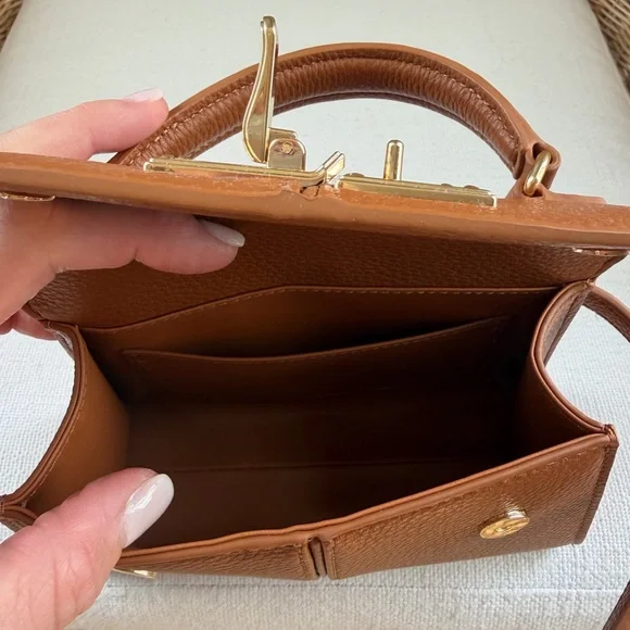 JW PEI Brown Elise Top Handle Bag with Gold Accents - Picture 7 of 7